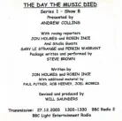 The Day The Music Died: Series 1 Show 8