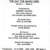 The Day The Music Died: Series 1 Show 6