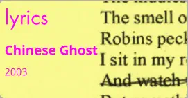 lyrics Chinese Ghost 2003
